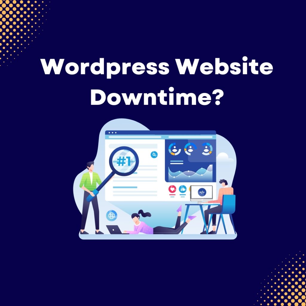 Illustration showing common causes of website downtime and solutions to fix them